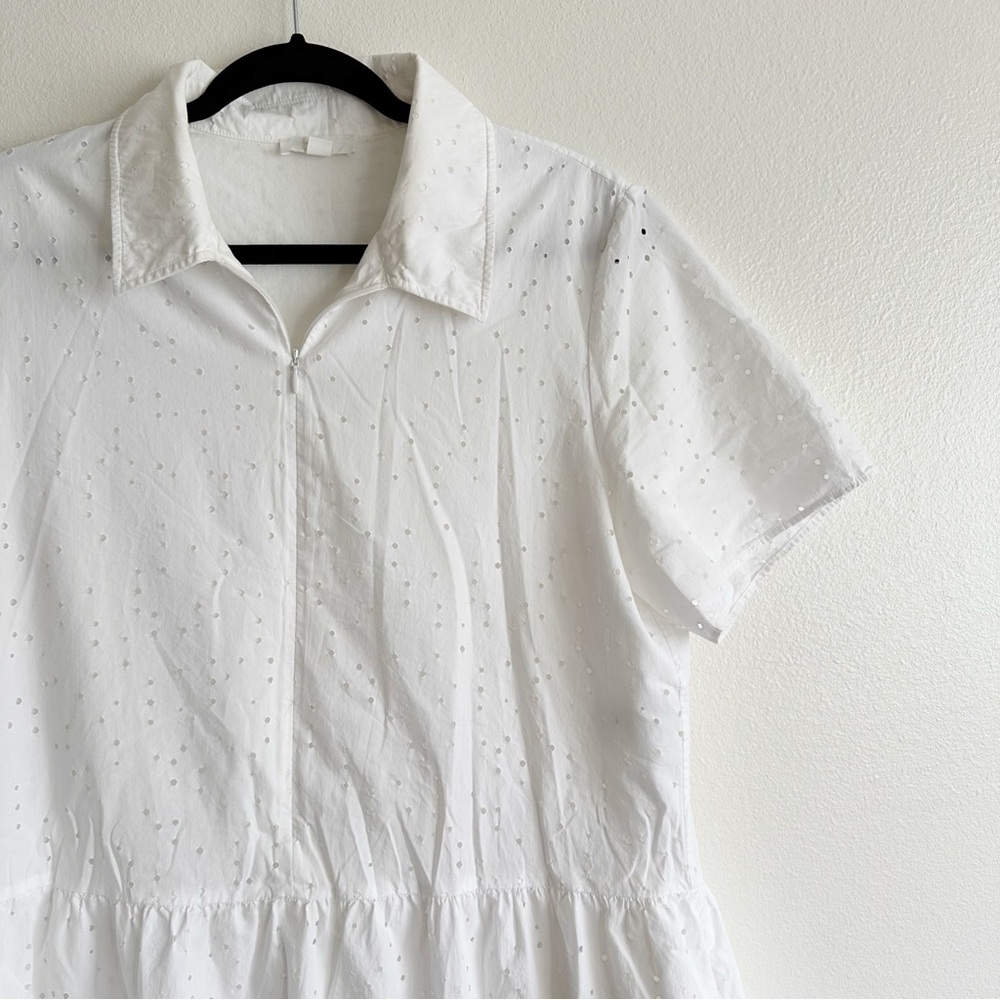 COS White Embroidered Dress with gathered panels 12 - Picture 5 of 12